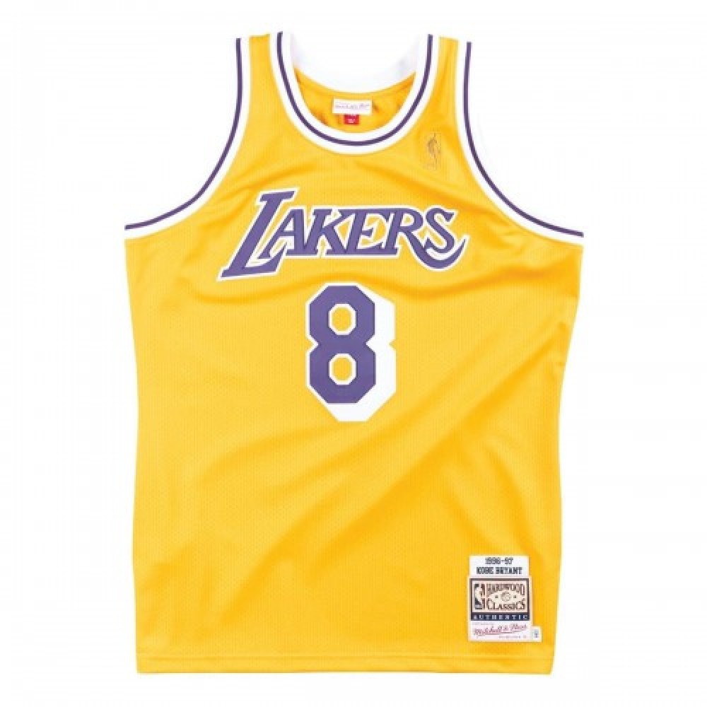 Men's Los Angeles Lakers Kobe Bryant #8 Throwback Yellow 1996-97 Hardwood Classics Jersey-Pro Kit Vault | Brand New 26/27 Sports Jerseys